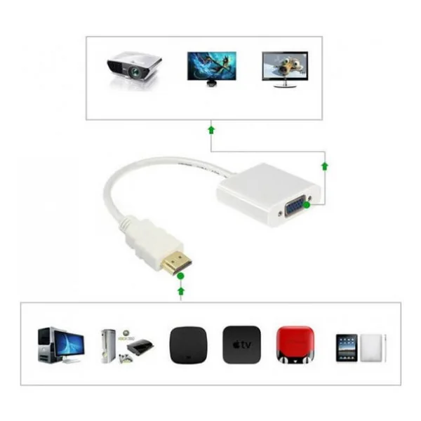 Hdmi To Vga Çevirici Kablo-Hdmı Vga Projeksiyon Notebok PC Uyumlu - Görsel 6