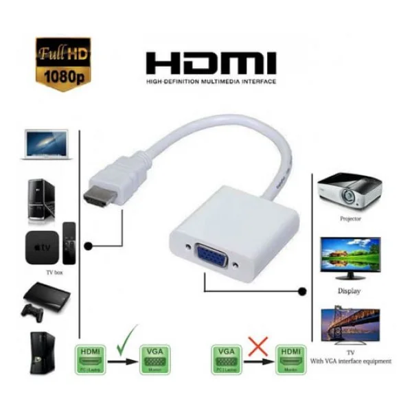 Hdmi To Vga Çevirici Kablo-Hdmı Vga Projeksiyon Notebok PC Uyumlu - Görsel 7