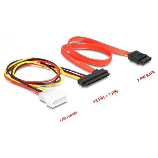 Sata To Sata Kablo 22 Pin To 7 Pin 4 Pin Molex Power Kablo - Görsel 2