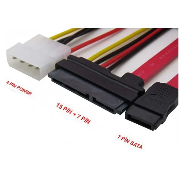 Sata To Sata Kablo 22 Pin To 7 Pin 4 Pin Molex Power Kablo - Görsel 7