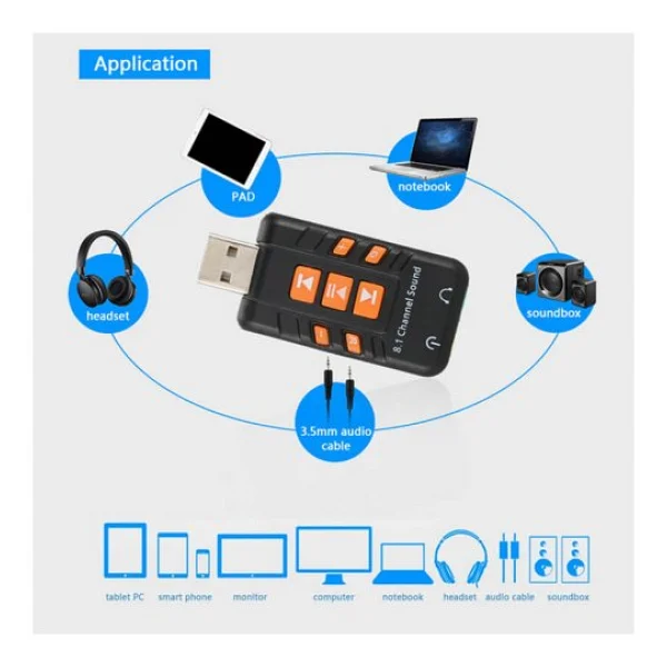 Wozlo 8.1 USB Virtual Sound 3d Ses Kartı - USB Harici Ses Kartı Chipli - Görsel 4