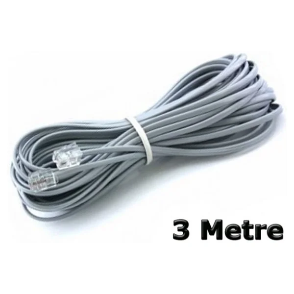 Telefon Kablosu 3 Metre Jacklı Rj11 Köken Kablo Adsl Modem Kablo - Görsel 2
