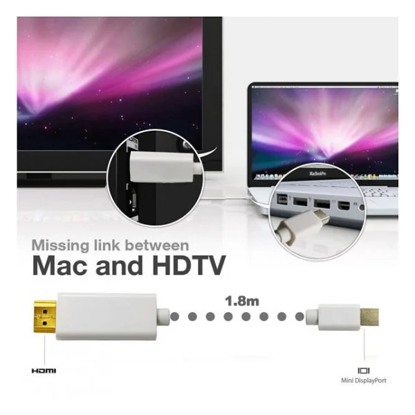 Apple MacBook Mini Displayport (Thunderbolt) To Hdmı Kablo 1.8m - Görsel 7