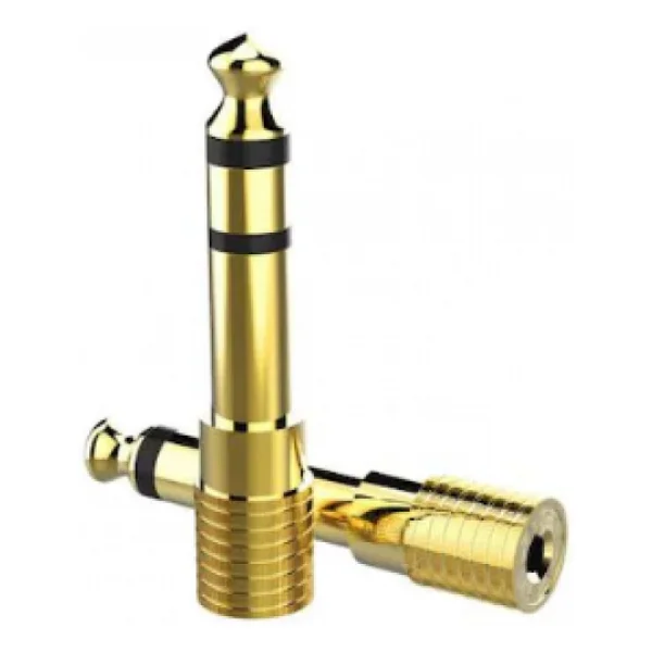 Çivi Jak Çevirici 6.3 Mm Erkek 3.5 Mm Dişi Dönüştürücü Jack Altın - Görsel 2