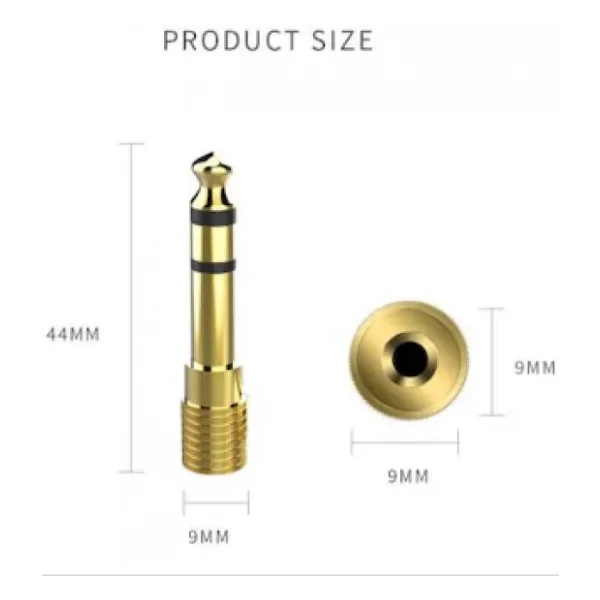 Çivi Jak Çevirici 6.3 Mm Erkek 3.5 Mm Dişi Dönüştürücü Jack Altın - Görsel 3