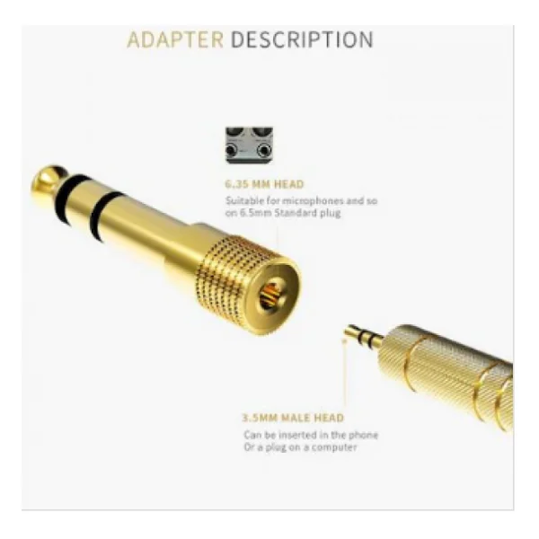 Çivi Jak Çevirici 6.3 Mm Erkek 3.5 Mm Dişi Dönüştürücü Jack Altın - Görsel 4