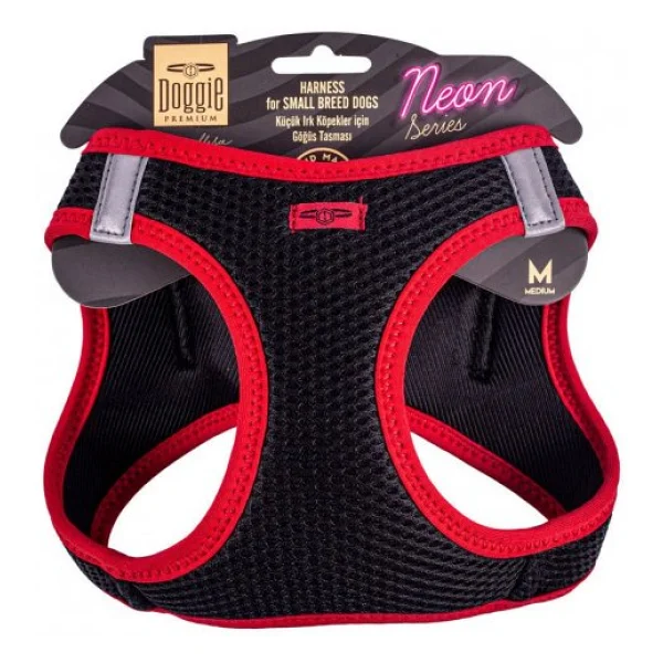 Doggie Havalı Dokuma Neon Serisi M 38-44 cm Küçük Irk Köpek Göğüs Tasması - Görsel 5