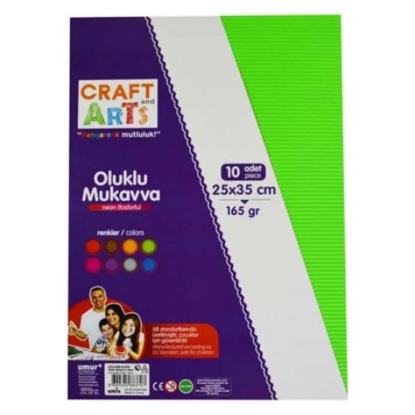 Craft And Arts Oluklu Mukavva Fosforlu 25x35 10'lu Karışık Poşet - Görsel 3