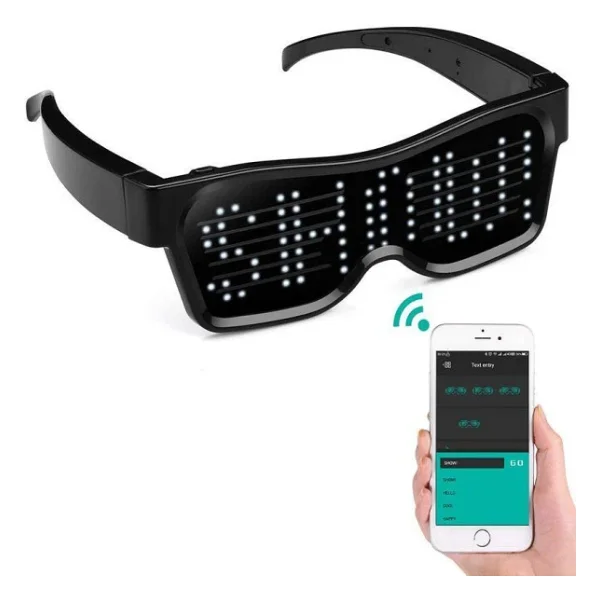 Smart LED Glasses Çok Renkli LED Işıklı Parti Gözlüğü Kablosuz Uygulamalı Eğlence Parti Hj-Lrg02 - Görsel 4