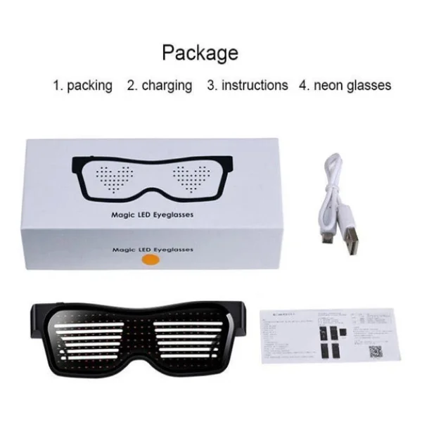 Smart LED Glasses Çok Renkli LED Işıklı Parti Gözlüğü Kablosuz Uygulamalı Eğlence Parti Hj-Lrg02 - Görsel 6