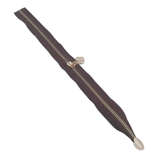 Angel Çanta Aksesuar Tek Stoplu 45 Cm Fermuar Light Gold Metal Kahverengi Renk - Görsel 2