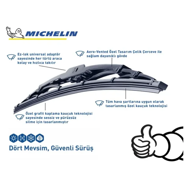 Michelin Rainforce Mc13926 650 Mm Universal Telli Silecek - Görsel 5