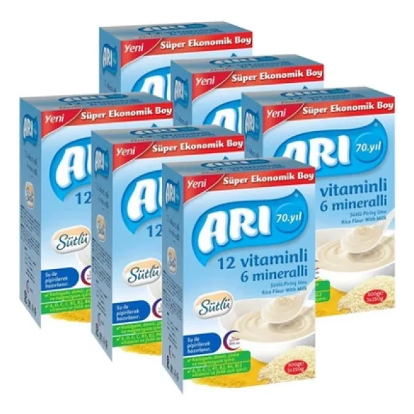 Arı Mama 12 Vitaminli 6 Mineralli Sütlü Pirinç Unu Kaşık Maması 500 Gr 6 Adet - Görsel 3