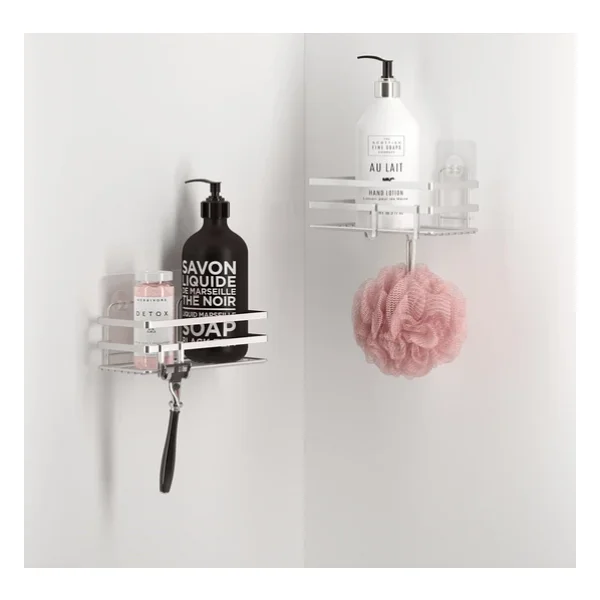 Teknotel Yapıskanlı Kancalı 2 Adet Banyo Rafı Sılver St281h - Görsel 2