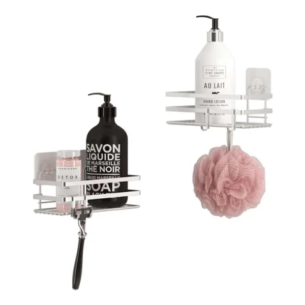 Teknotel Yapıskanlı Kancalı 2 Adet Banyo Rafı Sılver St281h - Görsel 4