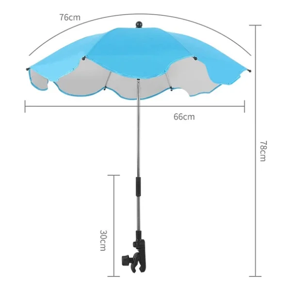 Valkyrie Bebek Arabası İçin Ayrılabilir 360 Derece Ayarlanabilir 66 Cm Şemsiye - Mavi - Görsel 4