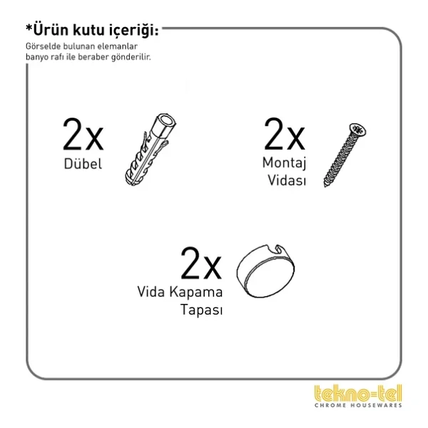 Teknotel Dort Katlı Kancalı Banyo Rafı Sıyah Es060h - Görsel 6