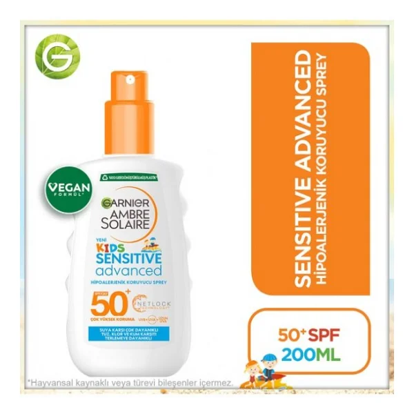 Garnier Ambre Solaire Sensitive Advanced 200 Ml 50 Faktör Çocuk Güneş Spreyi - Görsel 3