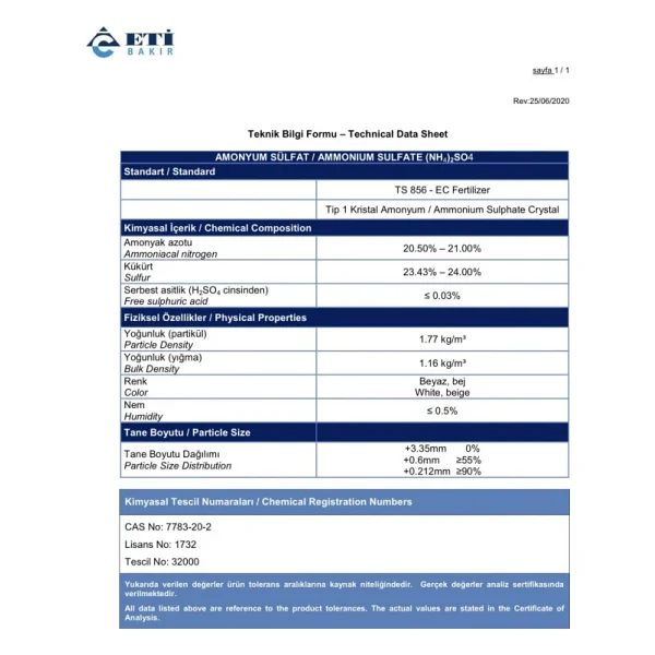 Eti Şeker Gübre Amonyüm Sulfat %21 Azot 1 KG - Görsel 3