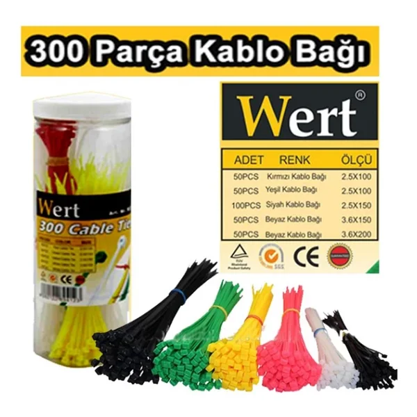 Wert W2430 Kablo Bağı Seti 300 Parça - Görsel 2