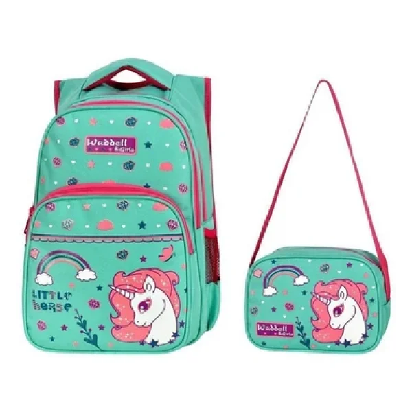 Waddell 3003 Little Horse Yeşil Beslenme + İlkokul Sırt Çantası - Görsel 4
