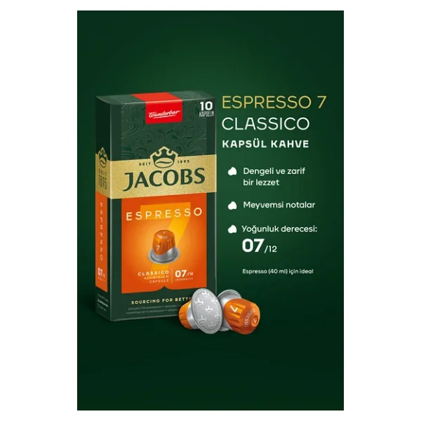 Jacobs Espresso 7 Classico Kapsül Kahve 10'lu 10 Adet - Görsel 4