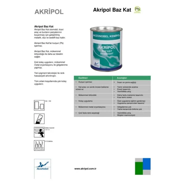 Akzonobel Akripol Bazkat Mercedes Db149 Polarweıss Akrilik Sonkat Oto Boyası 1 Litre - Görsel 4