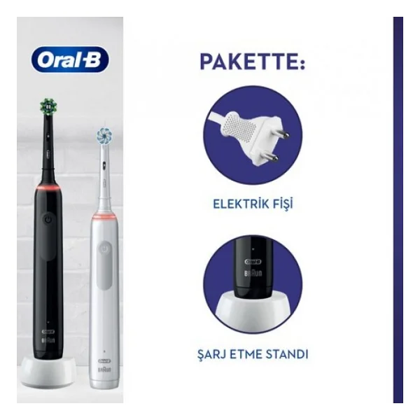 Oral-B Pro 3 3900 2'li Şarjlı Diş Fırçası - Görsel 3
