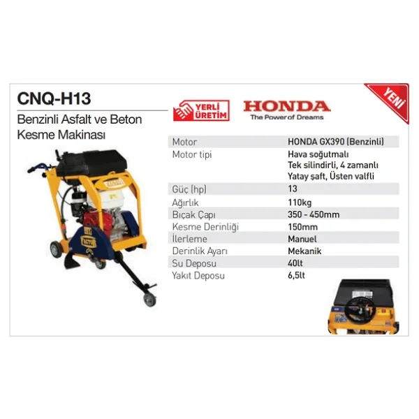 Factor Cnq-H13 Hp Benzinli Asfalt Ve Beton Kesme Makinesi - Görsel 2