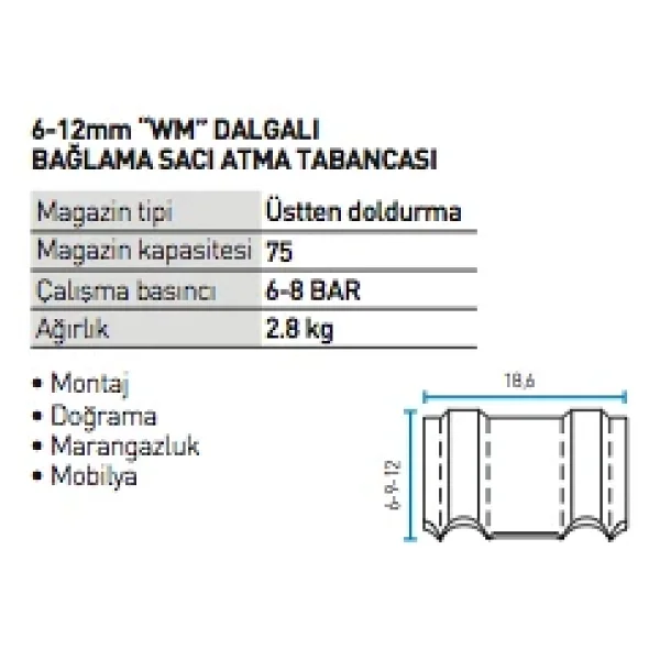 Bea Wm 12-156 Havalı Zımba, Çivi Çakma Tabancası - Görsel 2