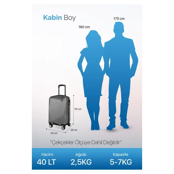 Polo&Sky Elmas Abs Kabin Boy Valiz - Görsel 7