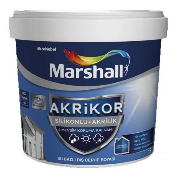 Marshall Akrikor Silikonlu Akrilik 15 Lt Dış Cephe Boyası - Görsel 3