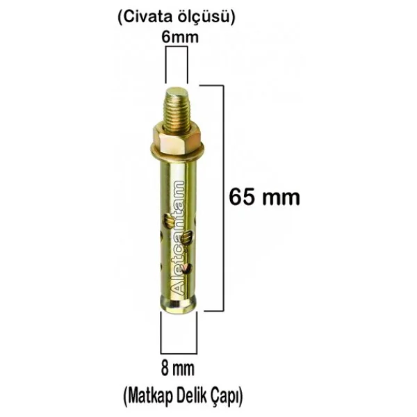 Aletçantam Çelik Dübel Gömlekli 6x65 (8mm) - 10 Adet - Görsel 2