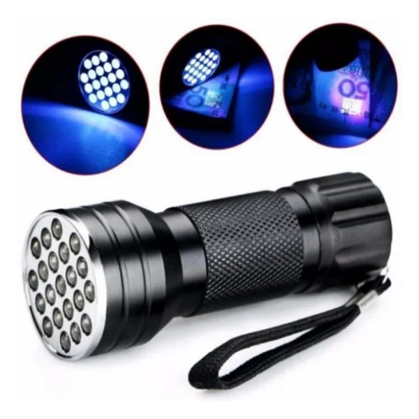 Gaman Taşınabilir Ultraviyole Para Kimlik Kehribar Hayvan Kontrol Feneri 21 LED Mor Işık - Görsel 2