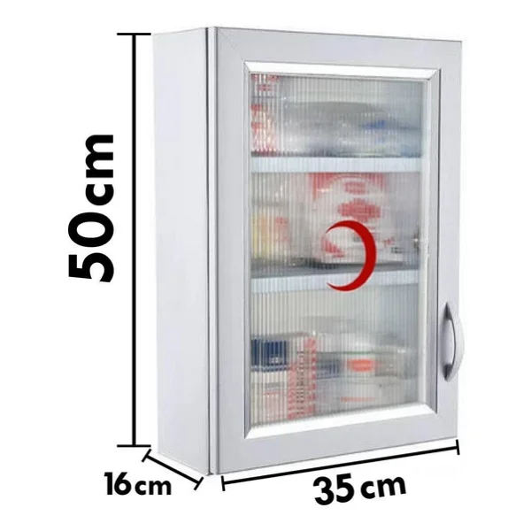Ecza Dolabı İçi Dolu İlk Yardım İçerikli Pvc 50x35x16 Cm 159 - Görsel 3