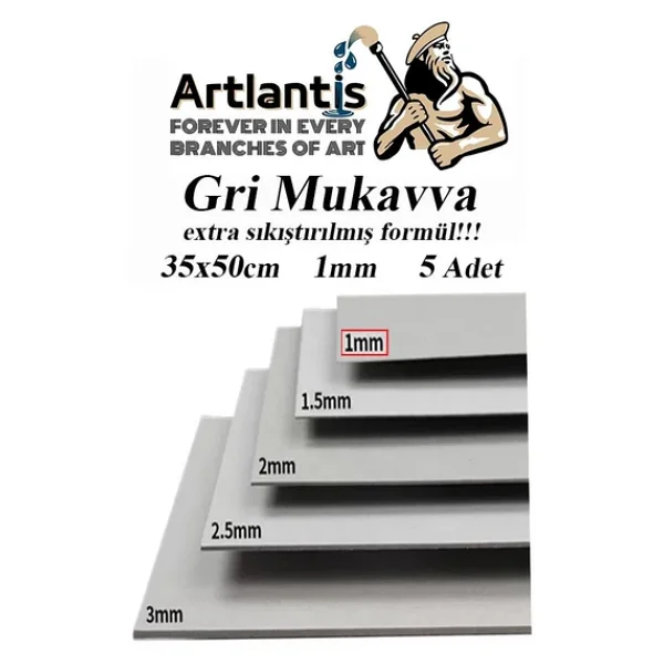 Mukavva Gri 1 Mm 35x50 Cm 5 Adet Sert Karton Ekstra Sıkıştırılmış 35x50 Mukavva Gri Renkli 5 Adet - Görsel 3