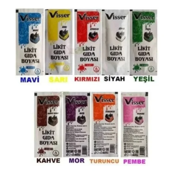 Visser Likit Gıda Boyası 12 Ml X 5 Adet - Görsel 3