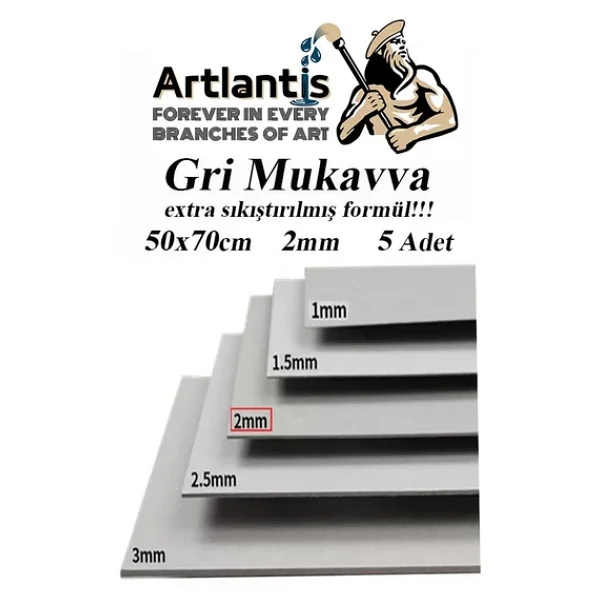 Mukavva Gri 2 Mm 50x70 Cm 5 Adet Sert Karton Ekstra Sıkıştırılmış 50x70 Mukavva Gri Renkli 2mm 5 Adet - Görsel 3