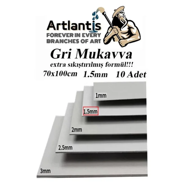 Mukavva Gri 1.5mm 70x100 Cm 10 Adet Sert Karton Ekstra Sıkıştırılmış 70x100 Mukavva Gri Renkli 10 Adet - Görsel 3