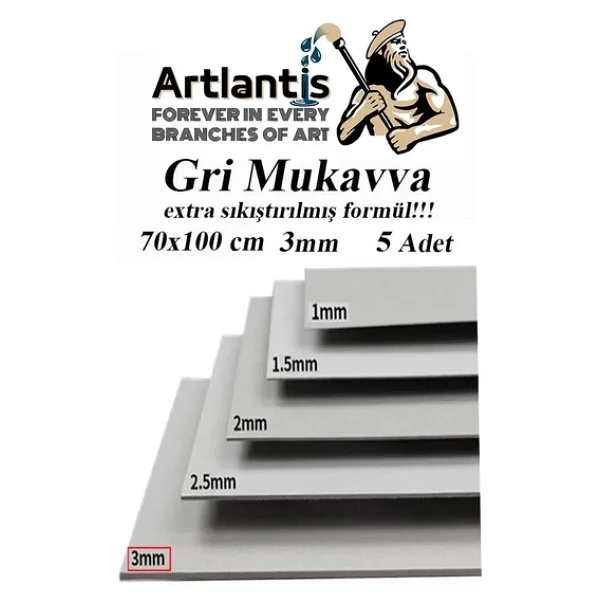 Mukavva Gri 3 Mm 70x100 Cm 5 Adet Sert Karton Ekstra Sıkıştırılmış 70x100 Mukavva Gri Renkli 5 Adet - Görsel 3