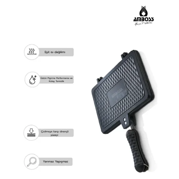 Amboss Kuvars Döküm Ocak Üstü Tost Makinesi - Görsel 5