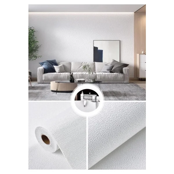 Renkli Duvarlar Kendinden Yapışkanlı Alüminyum Folyolu Isı Ses Yalıtımlı Duvar Kağıdı Paneli 50x280 Cm Dekor Beyaz - Görsel 3