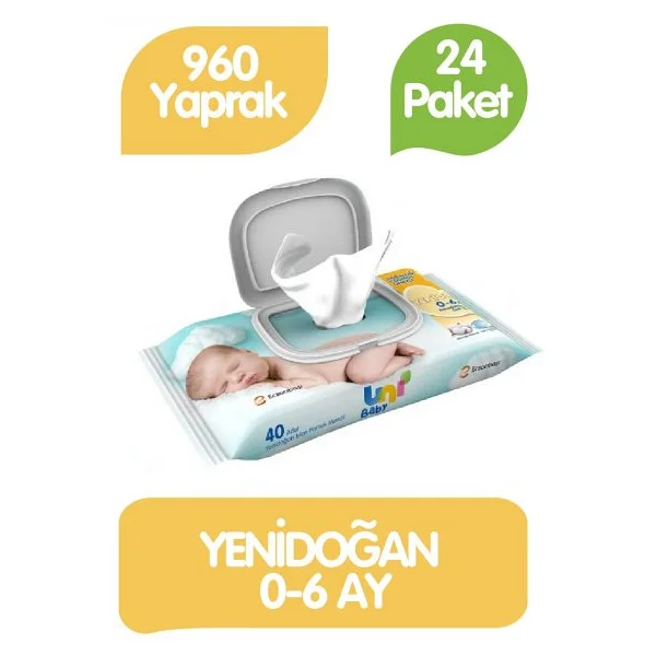 Uni Baby Yenidoğan 40 Yaprak 24'lü Paket Islak Mendil - Görsel 4