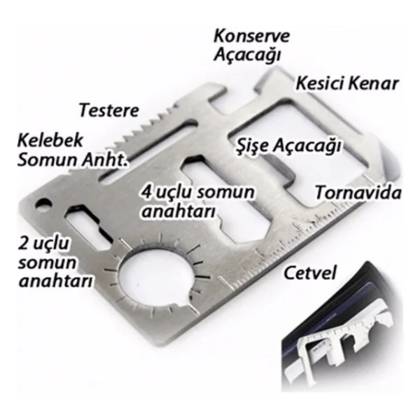 11 İn 1 Survival Acil Durum Kartı - Görsel 8