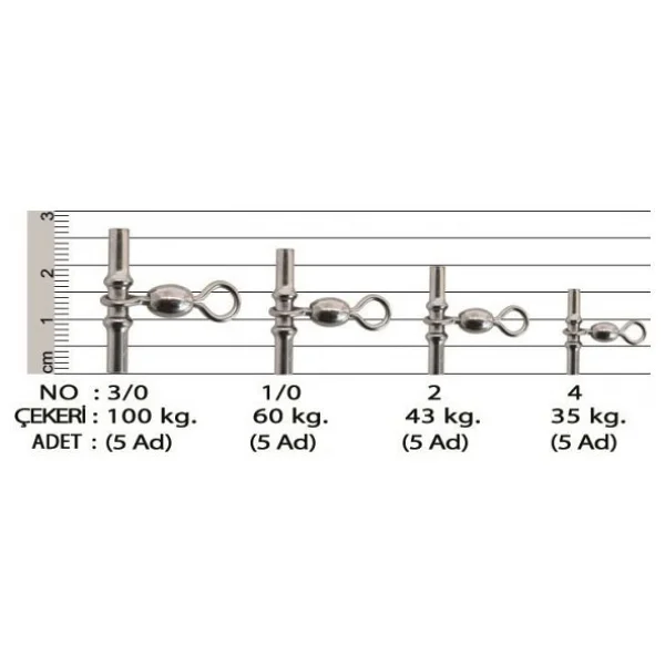 Effe Black Nickel T-Fırdöndü 5,Li Paket - 1/0 - Numara - Görsel 10