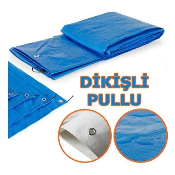 Ebatlı Su Geçirmez Pullu Çadır Branda Tente 4x6 M Mavi - Görsel 2