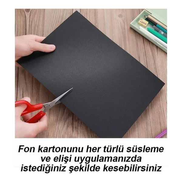 Siyah Fon Kartonu 50x70 Cm 120 Gr 5 Adet 50x70 Fon Kartonu Hamurundan Boyama Orjinal Tam Siyah Renk - Görsel 2