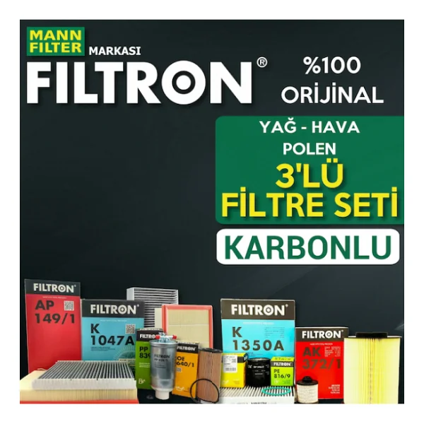 Honda Accord 2.4 Filtron Filtre Bakim Seti 2003-2009 K24 3lu Karbonlu - Görsel 3