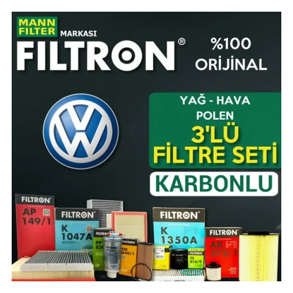 Filtron Vw Bora 1.6 Karbonlu Filtre Bakım Seti 1998-2005 Bcb, Azd - Görsel 3