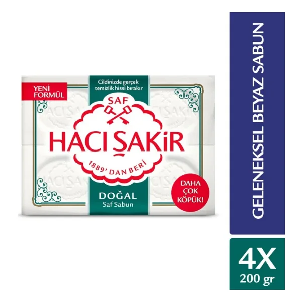 Hacı Şakir Doğal Saf 4x200 Gr Beyaz Sabun - Görsel 3